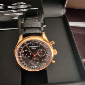Movado Gold and Black Chronograph Watch